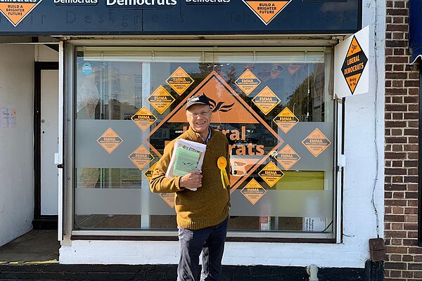 Adrian Gee-Turner at LibDem mid-Beds Campaign office