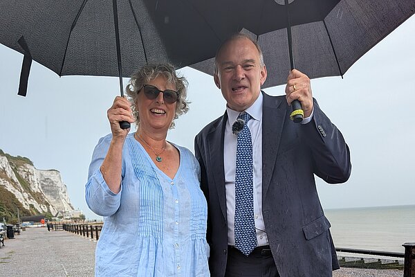 Ed Davey with Laura Mullan (Ashford Membership Secretary) at Dover